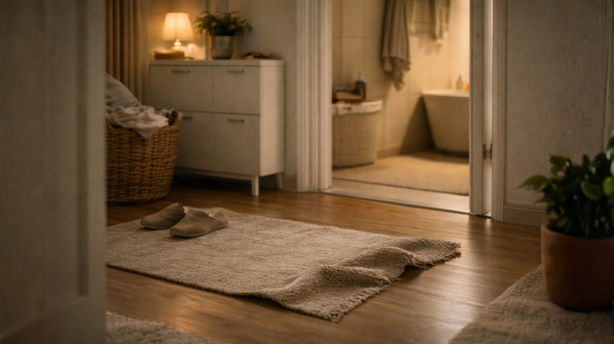 Minimalistyczne wnętrze w salonie w naturalnych kolorach.