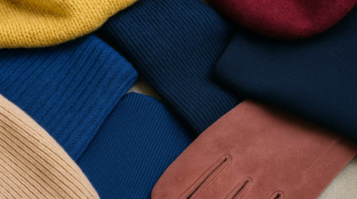 Zbliżenie na jesienne materiały w różnych kolorach